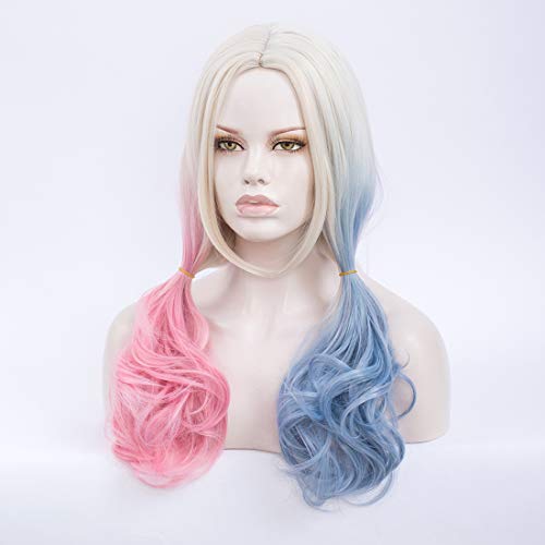 FVCENT 26 pulgadas de largo suelto rizado color mezclado mujeres cosplay peluca de carnaval (B)