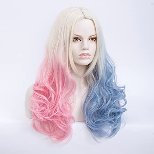 FVCENT 26 pulgadas de largo suelto rizado color mezclado mujeres cosplay peluca de carnaval (B)
