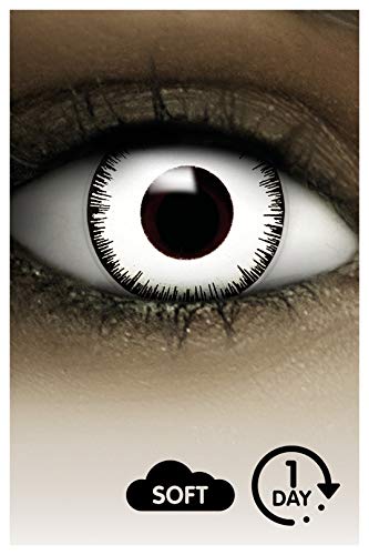 FXCONTACTS Lentes de contacto de Halloween de color, lentilla de motivo blanco, 1 par, un solo uso sin receta, disfrazarse como un VAMPIRO