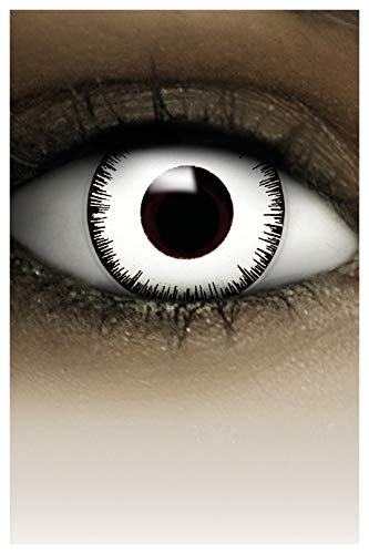 FXCONTACTS Lentes de contacto de Halloween de color, lentilla de motivo blanco, 1 par, un solo uso sin receta, disfrazarse como un VAMPIRO