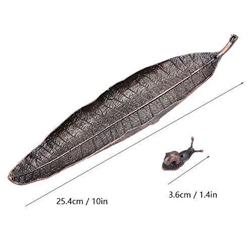 Fydun Juego de Soporte de Incienso de 2 Piezas - Quemador de Incienso en Forma de Hoja más Quemador en Forma de Caracol para decoración del hogar, Yoga y Sala de meditación, Cobre Rojo