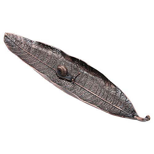 Fydun Juego de Soporte de Incienso de 2 Piezas - Quemador de Incienso en Forma de Hoja más Quemador en Forma de Caracol para decoración del hogar, Yoga y Sala de meditación, Cobre Rojo