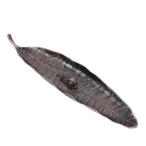 Fydun Juego de Soporte de Incienso de 2 Piezas - Quemador de Incienso en Forma de Hoja más Quemador en Forma de Caracol para decoración del hogar, Yoga y Sala de meditación, Cobre Rojo