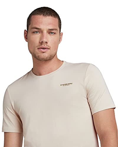 G-STAR RAW, hombres Camiseta Slim Base, Blanco (dk talc C723-A488), L