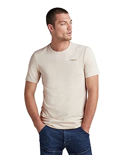 G-STAR RAW, hombres Camiseta Slim Base, Blanco (dk talc C723-A488), L