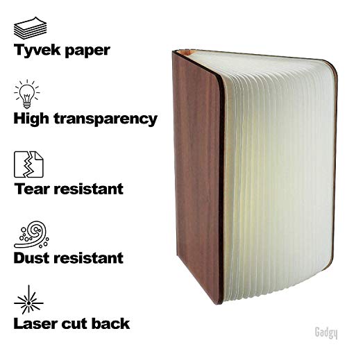 Gadgy ® Lámpara de Libro (Grande) con Cierre Magnético l Papel Tyvek de Calidad l Brilla en 3 Colores l Posibilidades de Posiciones Ilimitadas hasta 360 grados
