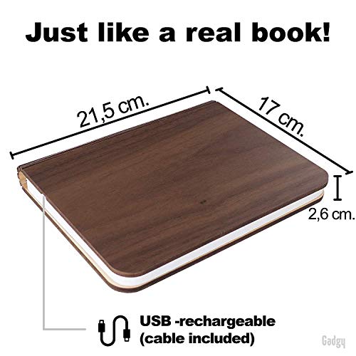 Gadgy ® Lámpara de Libro (Grande) con Cierre Magnético l Papel Tyvek de Calidad l Brilla en 3 Colores l Posibilidades de Posiciones Ilimitadas hasta 360 grados