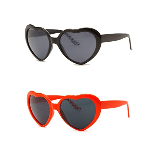 通用 Gafas de Efectos Especiales de Corazón, Gafas con Forma de Corazón de Amor, Gafas Corazon, Difracción Luz de Efectos, 3D, para Fiestas de Música al Aire Libr, Crear Una Atmósfera Romántica