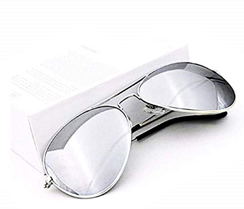 Gafas de sol con espejo de caída - hombre - mujer - unisex - clásico - montura plateada - lente plateada - primavera - otoño - invierno - verano
