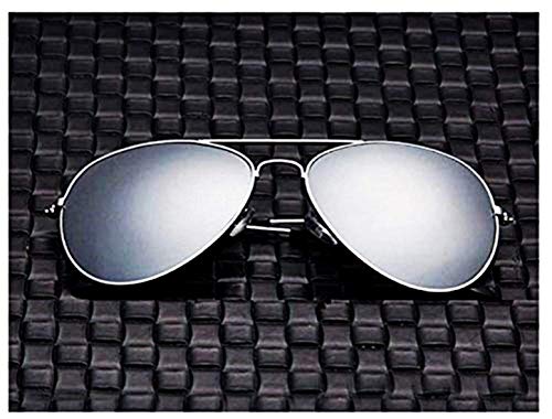 Gafas de sol con espejo de caída - hombre - mujer - unisex - clásico - montura plateada - lente plateada - primavera - otoño - invierno - verano