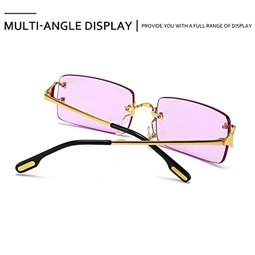 Gafas de sol cuadradas retro para hombres, mujeres, gafas de sol sin montura rectangulares, montura ultra pequeña