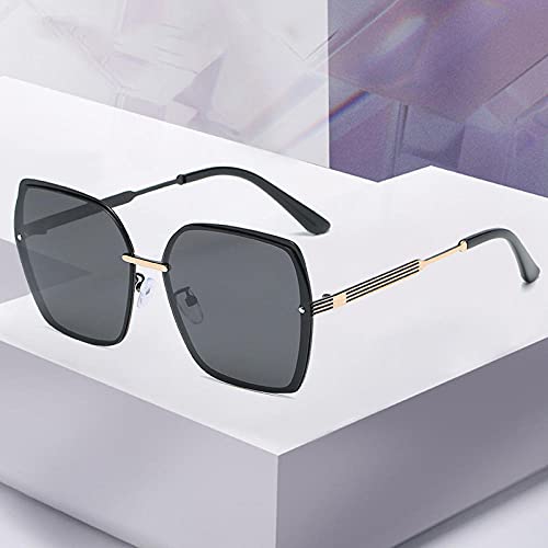 Gafas de sol Gafas de sol polarizadas Femeninas Metal Metal Material Gran Marco Anti-UV Gafas de sol Gafas de sol-Venta al por mayor de fábrica_Marco de oro azul negro gris
