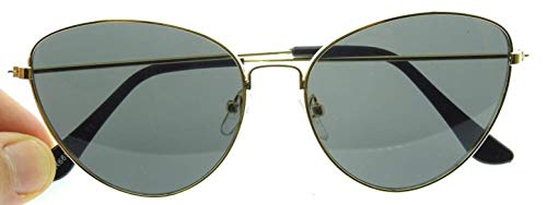Gafas de sol ojo de gato - mujer - ojo de gato - ovalado - mariposa - alargado - niña - vintage - retro - moda - primavera - otoño - invierno - verano - marco dorado - lente negra cat eye