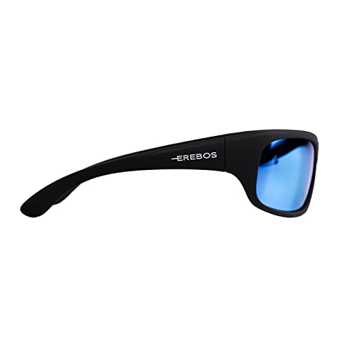 Gafas de sol polarizadas Erebos Cat. 4 especialmente oscuras | protección UV 400 | para sol extremo – montañas y mar | para fotofobia | gafas de sol deportivas para hombre y mujer | Talla L | negro
