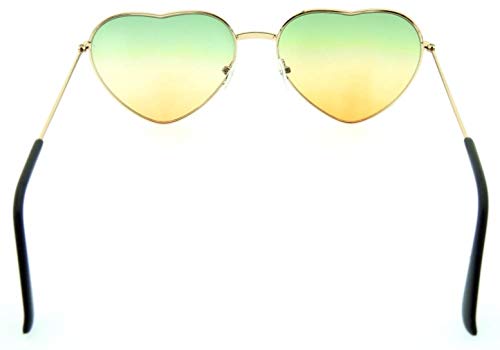 Gafas de sol vintage heart para mujer - funny - girl - girl - polarized - uv400 - montura dorada con lentes verdes y rosas