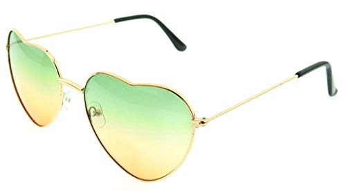 Gafas de sol vintage heart para mujer - funny - girl - girl - polarized - uv400 - montura dorada con lentes verdes y rosas