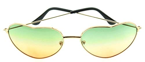 Gafas de sol vintage heart para mujer - funny - girl - girl - polarized - uv400 - montura dorada con lentes verdes y rosas