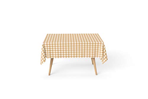 GAMUSI Mantel Antimanchas Cuadros Vichy Crema 140x240 cm