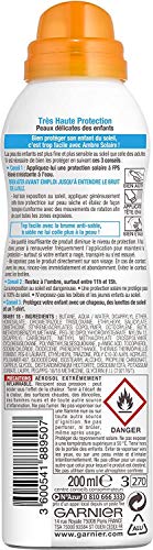 Garnier Ambre Solaire, Sensitive Expert +, Crème Solaire Enfant, Brume Sèche Anti-Sable et Waterproof, Visage et Corps, FPS 50, Lot de 2 x 200 mL