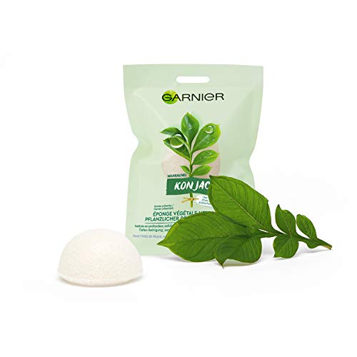Garnier Bio – Éponge Konjac Nettoyante et Exfoliante – 100% Végétale – Pour Tous Types de Peaux