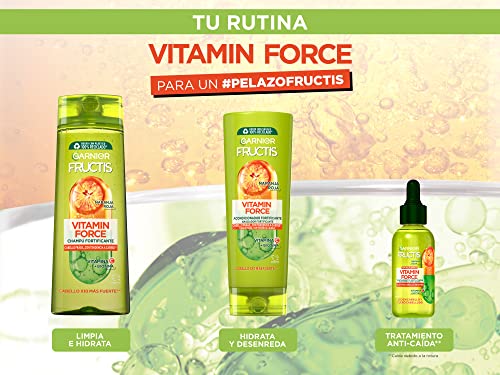 Garnier Fructis Pack Champú + Acondicionador + Tratamiento para Pelo con Tendencia a caerse, Naranja Roja, Vitamina C y Biotina, Limpia, Nutre, Vitamin Force, Pack de 3 Productos
