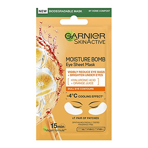 Garnier Garnier - Máscara para ojos, ácido hialurónico y zumo naranja, 6 g x
