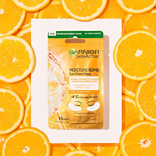 Garnier Garnier - Máscara para ojos, ácido hialurónico y zumo naranja, 6 g x