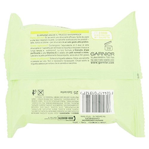 Garnier - Toallitas desmaquillantes frescas para pieles normales o mixtas, 25 unidades