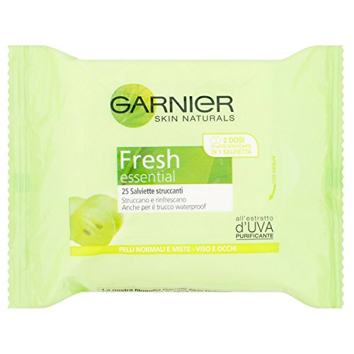 Garnier - Toallitas desmaquillantes frescas para pieles normales o mixtas, 25 unidades