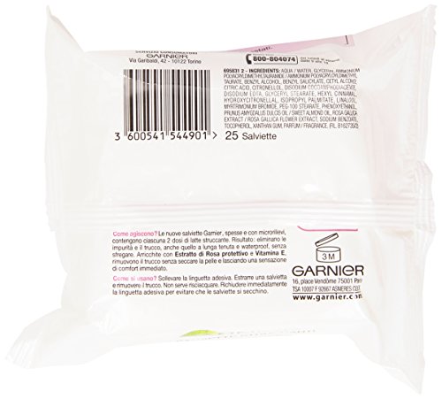 Garnier - Toallitas desmaquillantes Super Comfort para pieles secas o sensibles, 25 unidades
