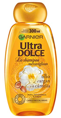 Garnier Ultra Dolce Shampoo Einfach Wunderbar al aceite de argan y de camelia para pelo Cubos, sin parabeni, extractos naturales, 300 ml