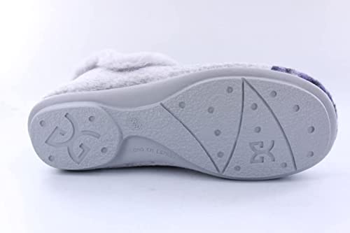 Garzon - Zapatillas Casa Cerrada para Mujer - Color: gris. Talla:40 - Suela goma ANTIDESLIZANTE. Dibujo yoga flores