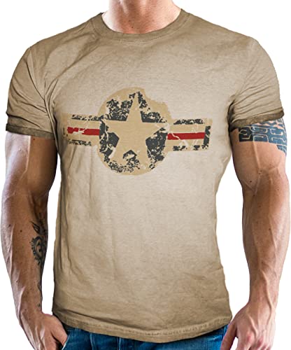 Gasoline Bandit - Camiseta con aspecto de vaquero desgastado para fans del ejército de EE. UU. Negro lavado. M