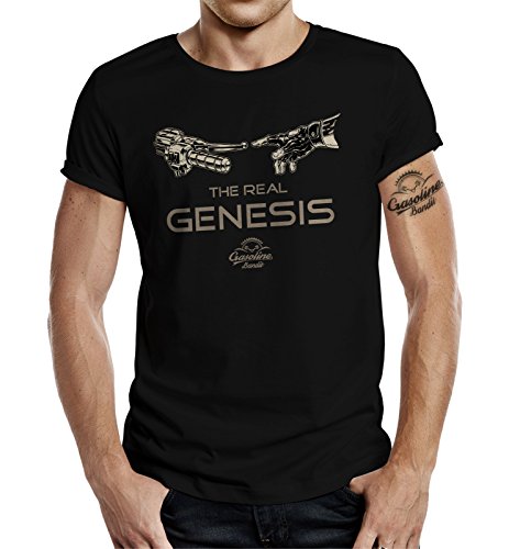 Gasoline Bandit Camiseta de motorista con diseño original, color negro Negro M