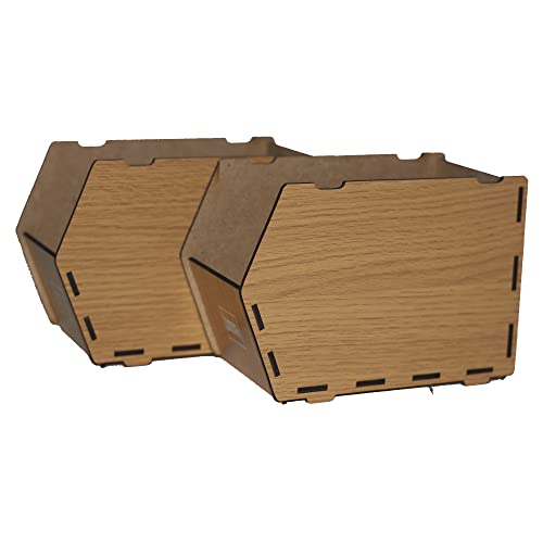 Gavetas organizadoras, apilables, abierta, fabricada en madera reciclada MDF. Lote 6 unidades. Contenedores para almacenaje, para guardar cosas. (280X187X145) 140% Roble