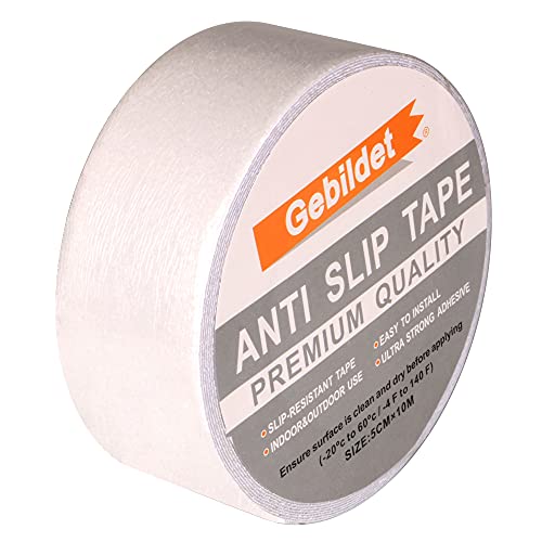 Gebildet Cinta Antideslizante Seguridad, Cinta Adhesiva Respaldados, Alta Tracción Fuerte Apretón Abrasivo, Usar Interiores y Exteriores (10M × 5cm, Transparente)