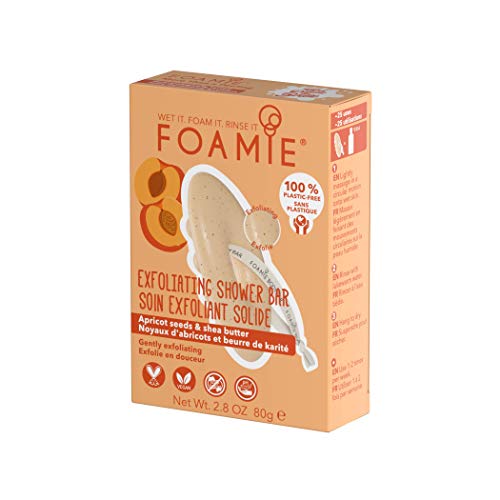 Gel de ducha solido Foamie exfoliante corporal e hidratante con semillas de albaricoque y manteca de karité 100% vegano y sin plástico 80 g