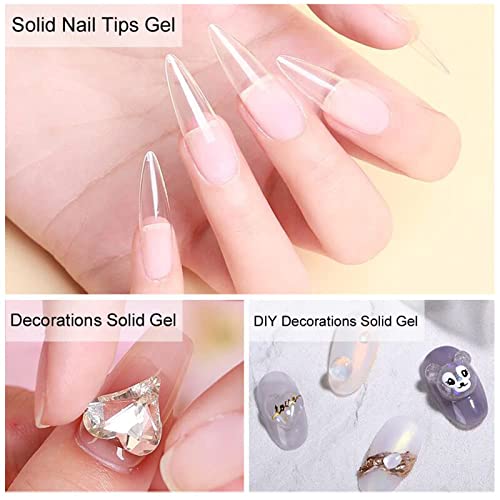 Gel Nail Art Glue, Solid Nail Tips Gel Glue, 3 in 1 Nail Glue Gel, Super Strong Nail Glue for Acrylic Nails, Art Glue Nail Glue Gel Nail Art Rhinestone Glue Gel (2PCS)