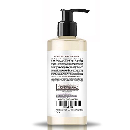 Gel Termico Anti Celulitis Adelgazante 200 ml con dispensador ● Hot Gel con Algas, Café y Aceites Esenciales ● Efecto Calor Drenante y Quema Grasa ● Reductor Abdominales Hombres