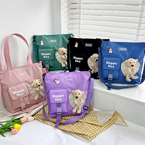 Generic Muñeca Oso Bolsos de Nailon Lindos Bolsos de Hombro Casuales Bolso de Compras de Alta Capacidad portátil práctico Bolso de Mujer japonés Azul
