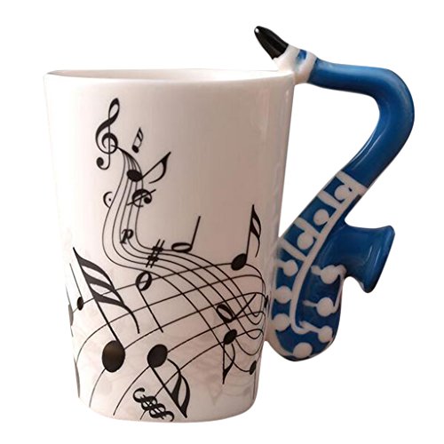 Gen‚rico Taza de Café Copa de Guitarra Versátil Accesorios Capacidad 201 ml ~ 300 ml - Saxofón Azul