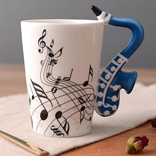 Gen‚rico Taza de Café Copa de Guitarra Versátil Accesorios Capacidad 201 ml ~ 300 ml - Saxofón Azul