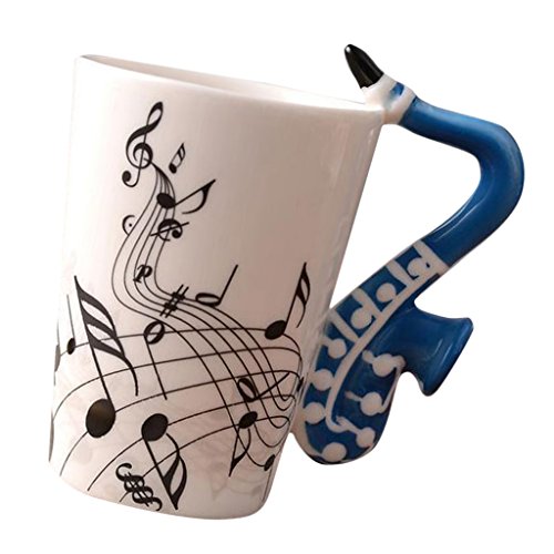 Gen‚rico Taza de Café Copa de Guitarra Versátil Accesorios Capacidad 201 ml ~ 300 ml - Saxofón Azul