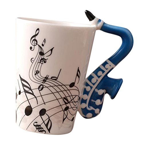 Gen‚rico Taza de Café Copa de Guitarra Versátil Accesorios Capacidad 201 ml ~ 300 ml - Saxofón Azul