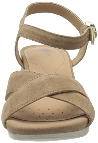 Geox D ISCHIA CORDA C Sandalias Con Punta Abierta Mujer, Beige (Dk Skin C8191), 39 EU