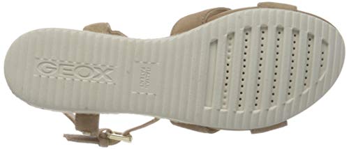 Geox D ISCHIA CORDA C Sandalias Con Punta Abierta Mujer, Beige (Dk Skin C8191), 39 EU