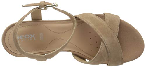Geox D ISCHIA CORDA C Sandalias Con Punta Abierta Mujer, Beige (Dk Skin C8191), 39 EU