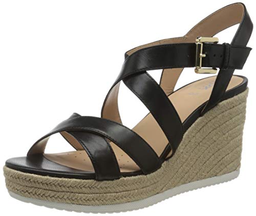Geox D Ponza A, Sandalias con Plataforma Mujer, Negro (Black C9999), 37 EU