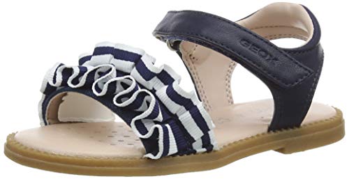 Geox J Sandal Karly Girl, Sandalias con Punta Abierta, Azul (Navy C4002), 34 EU