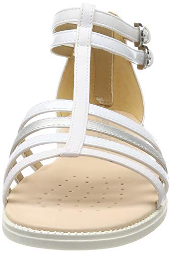 Geox J Sandal Karly Girl, Sandalias con Punta Abierta Mujer, Blanco (White C1000), 40 EU